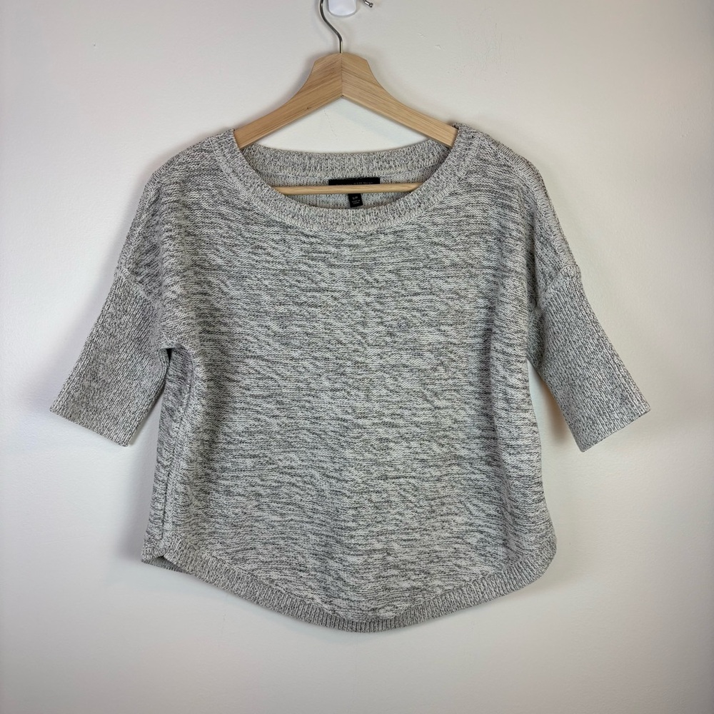 Banana Republic Heather Gray Cropped Knit Sweater